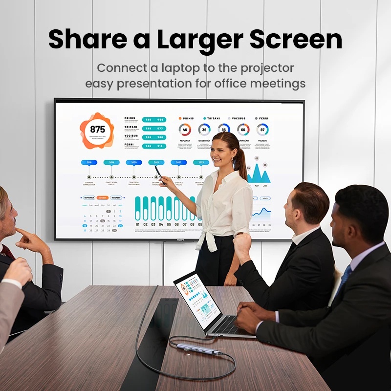 Cáp chuyển USB-C to Displayport 1.4 Ugreen 25158 8K 60Hz, 4K 240Hz dài