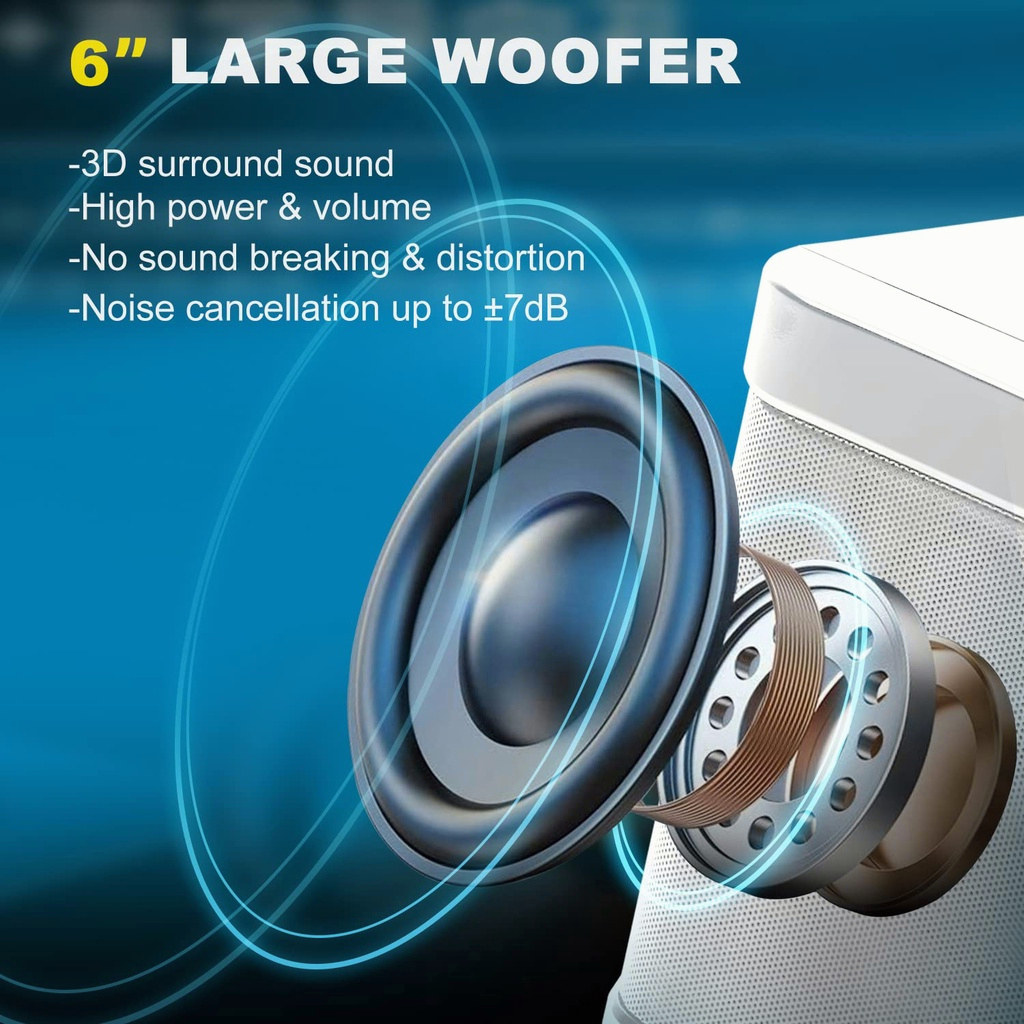 Bluetooth Speaker with mic Wireless Bluetooth Dual Microphone Karaoke ...