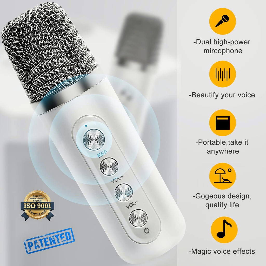 Bluetooth Speaker with mic Wireless Bluetooth Dual Microphone Karaoke ...