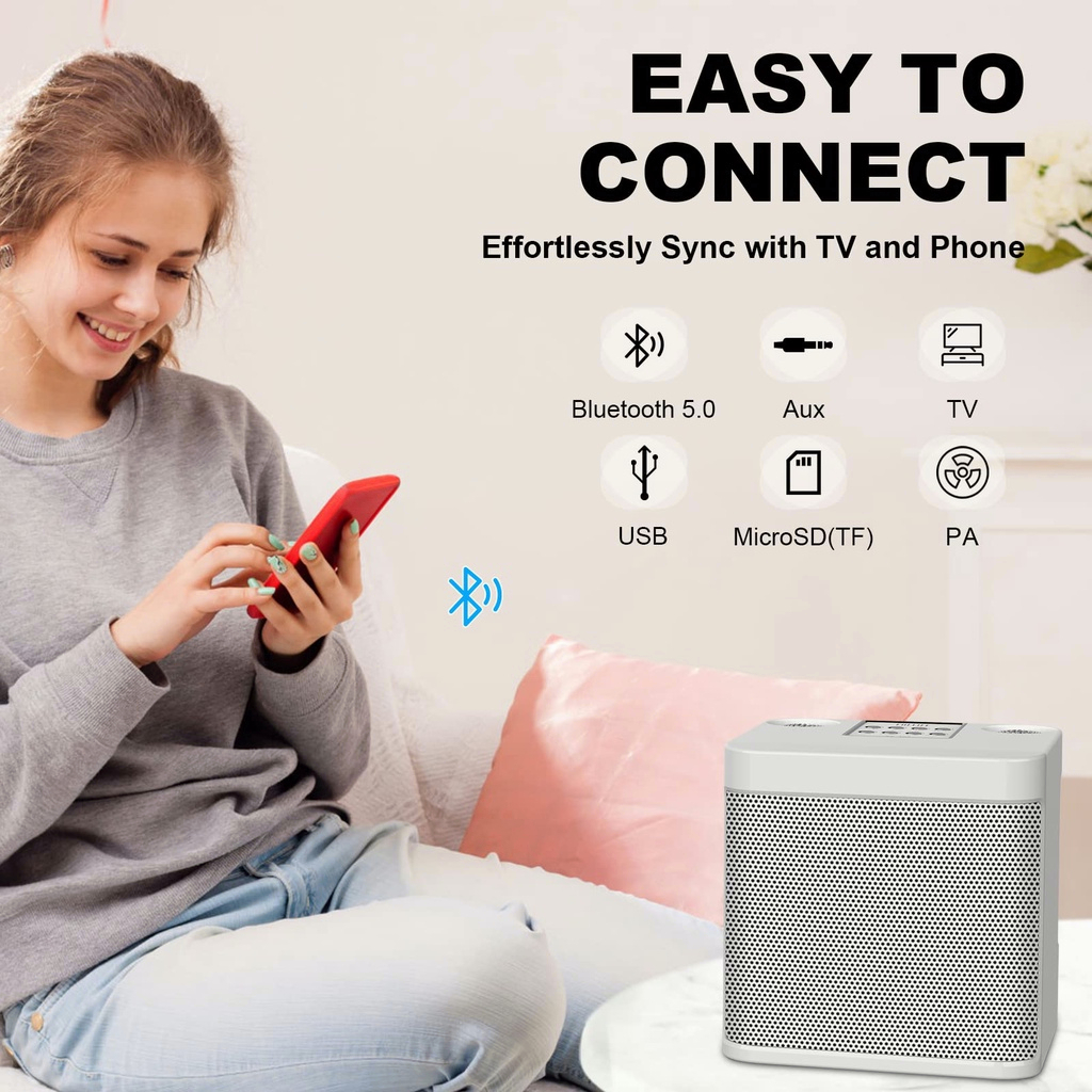 Bluetooth Speaker with mic Wireless Bluetooth Dual Microphone Karaoke ...