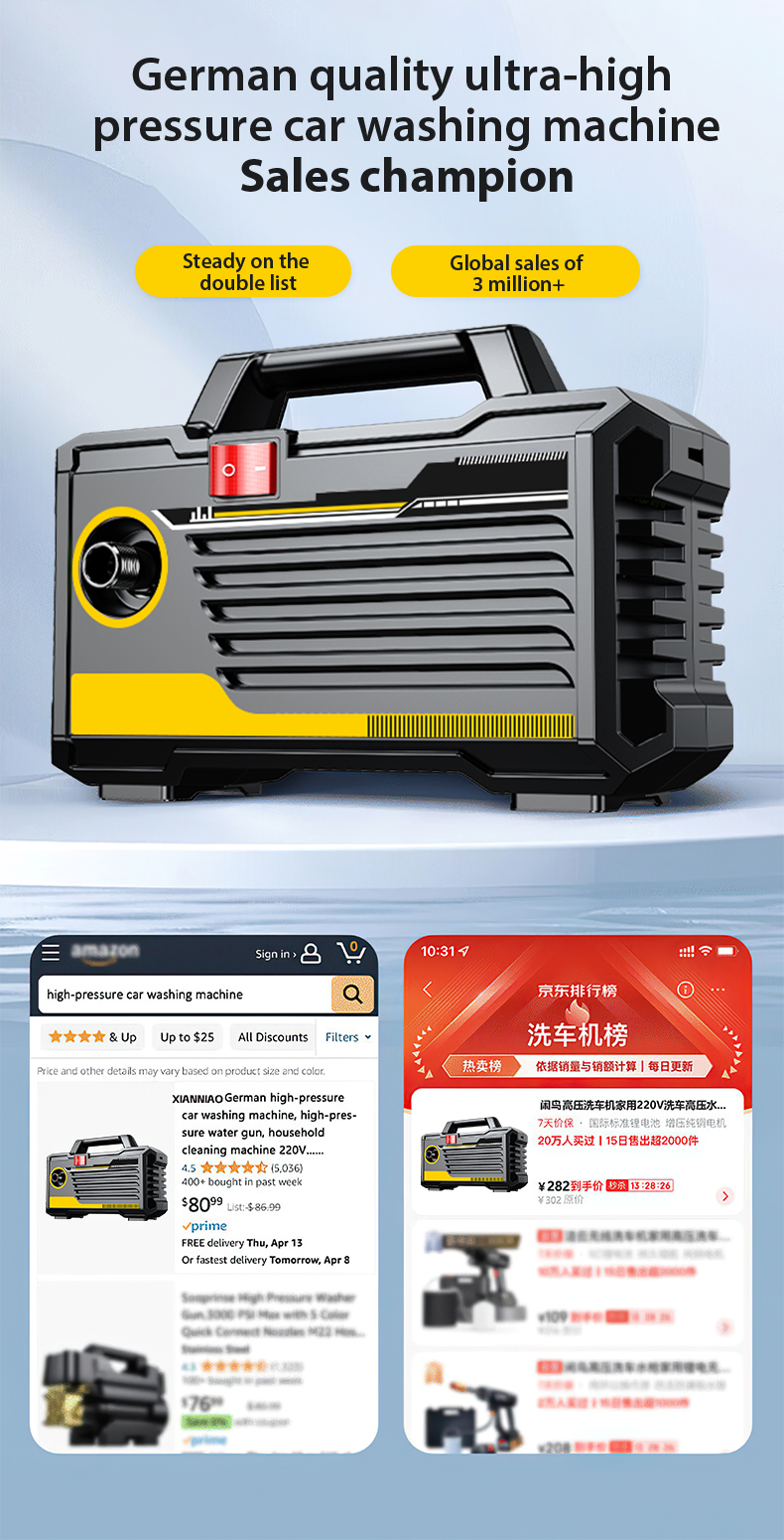 High Pressure Washer Portable 2200w Car Home Washer Automatic Spray