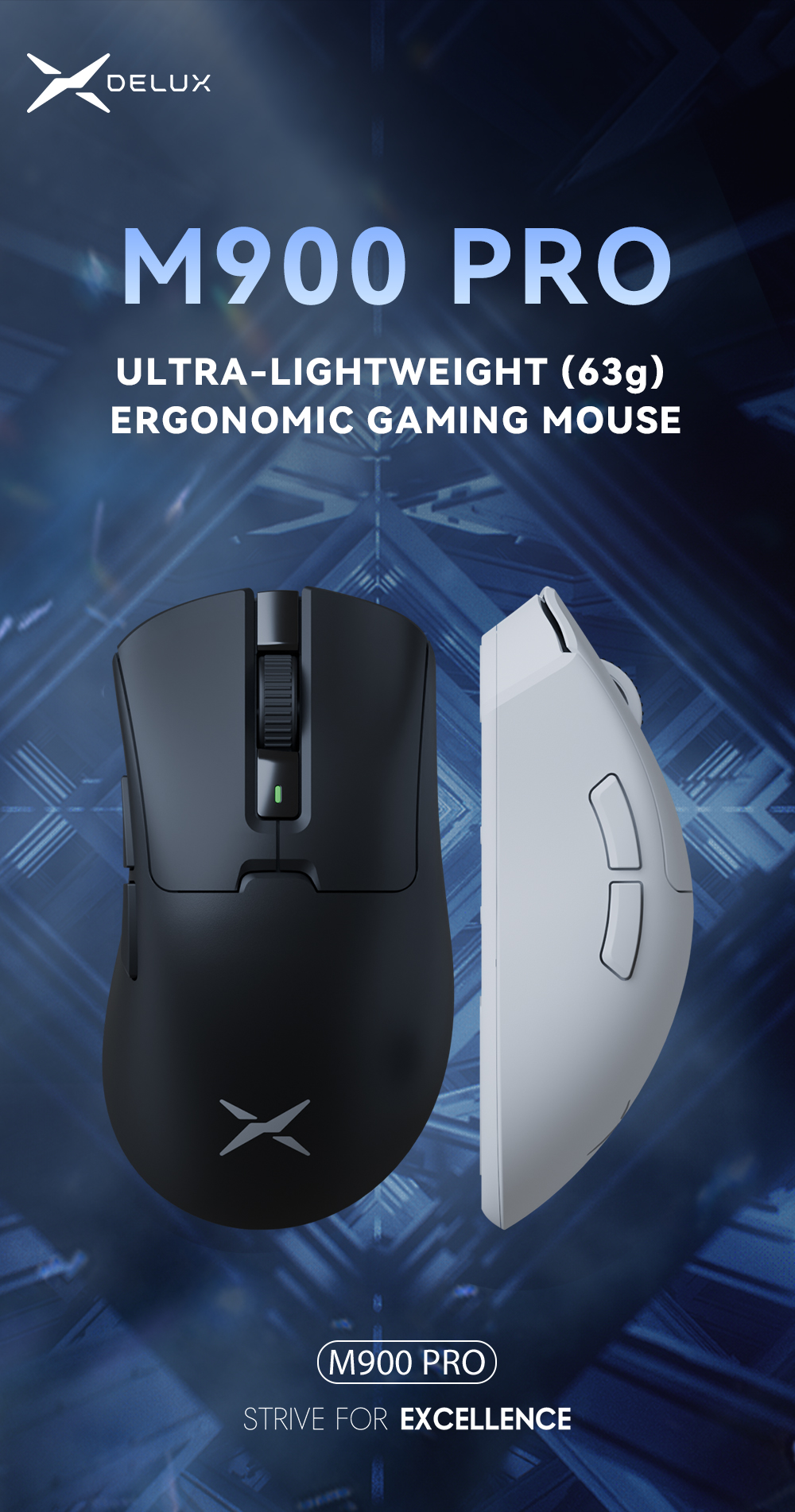 Delux M900 PRO PAW3395 Gaming Mouse DPI MAX 26000 Wired 2.4G Wireless ...