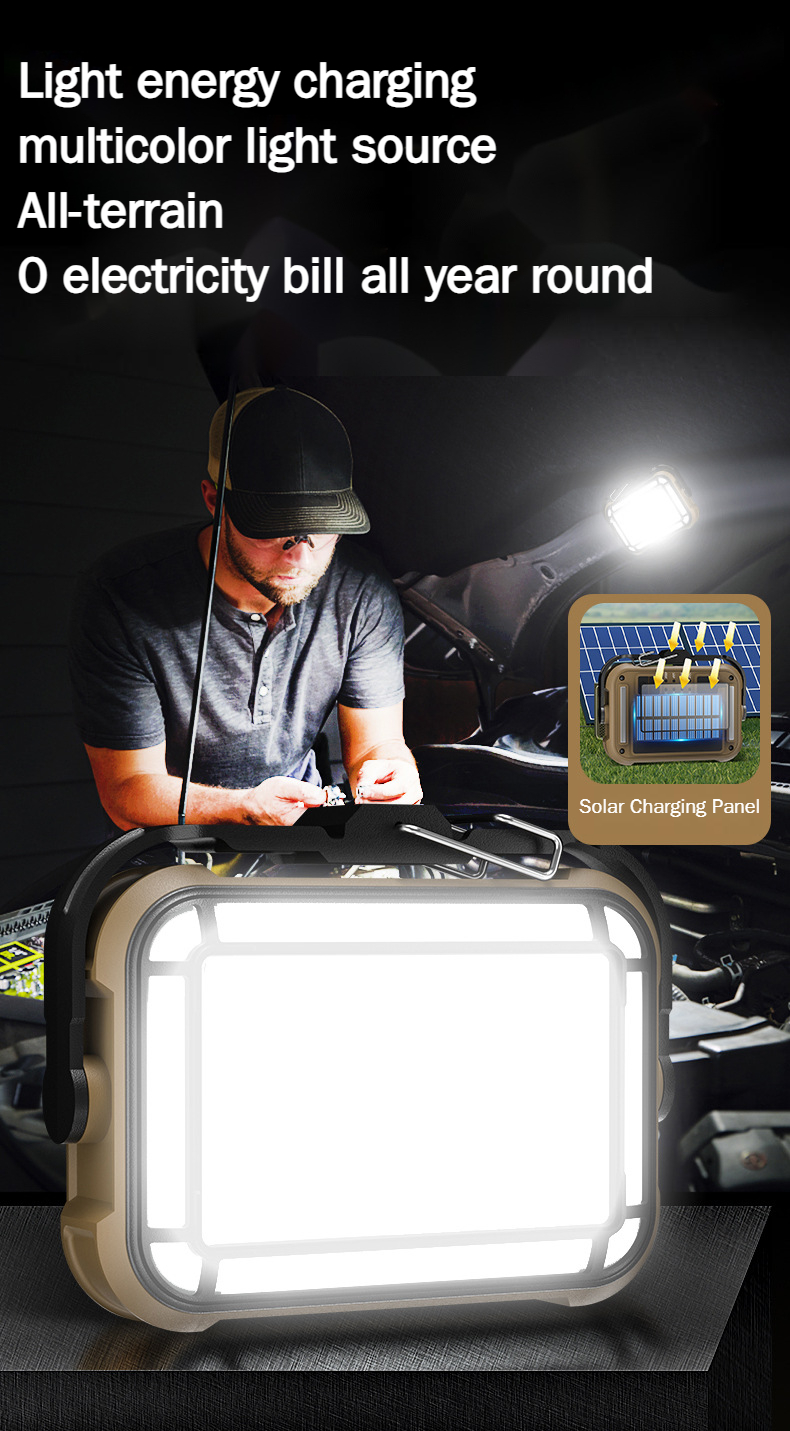 Upgraded Multi functional Solar Work Light Type-C Charging with Hook ...