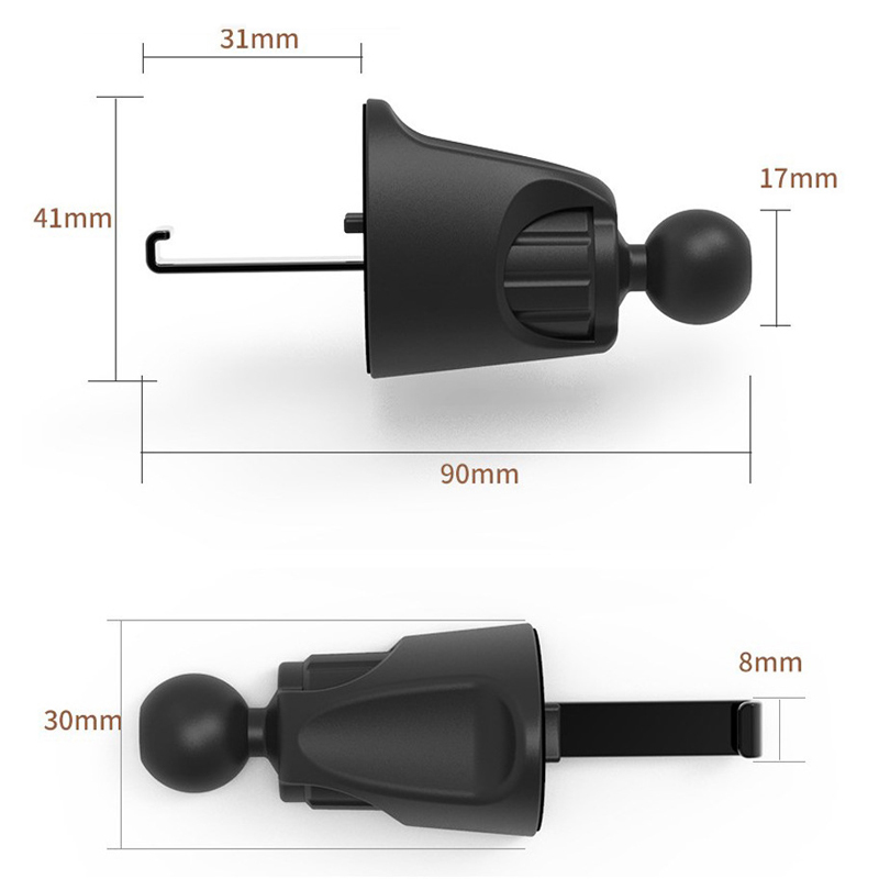 Untoom 17mm Ball Head Phone Mount Metal Hook Clip Base for Car Air