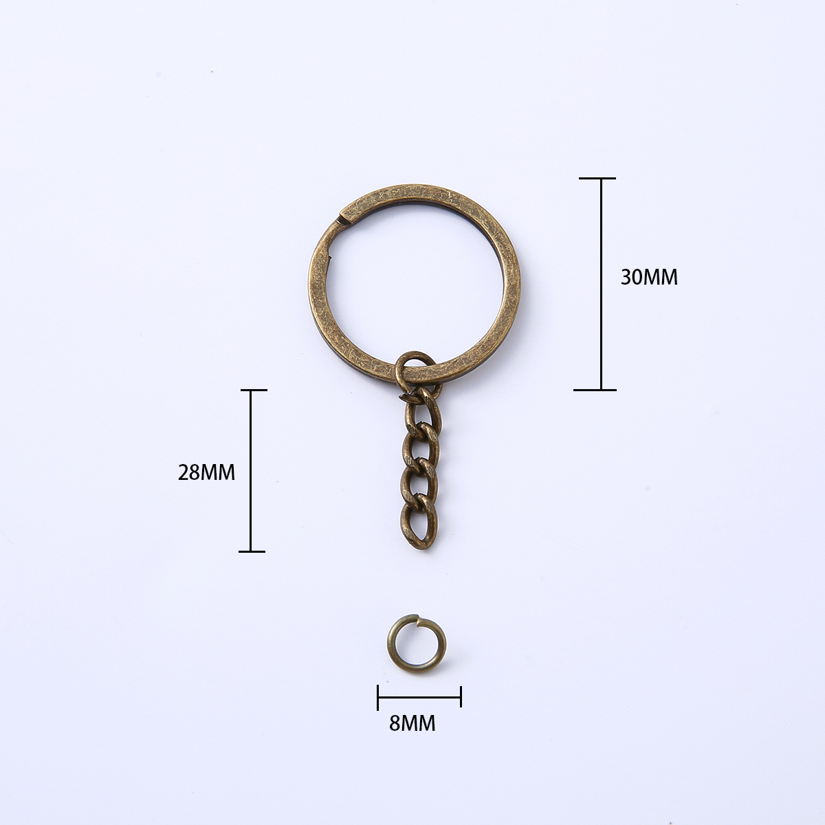 10/20/50/100 pcs/lot Key Ring Key Chain 5 Colors Plated 30mm Round ...