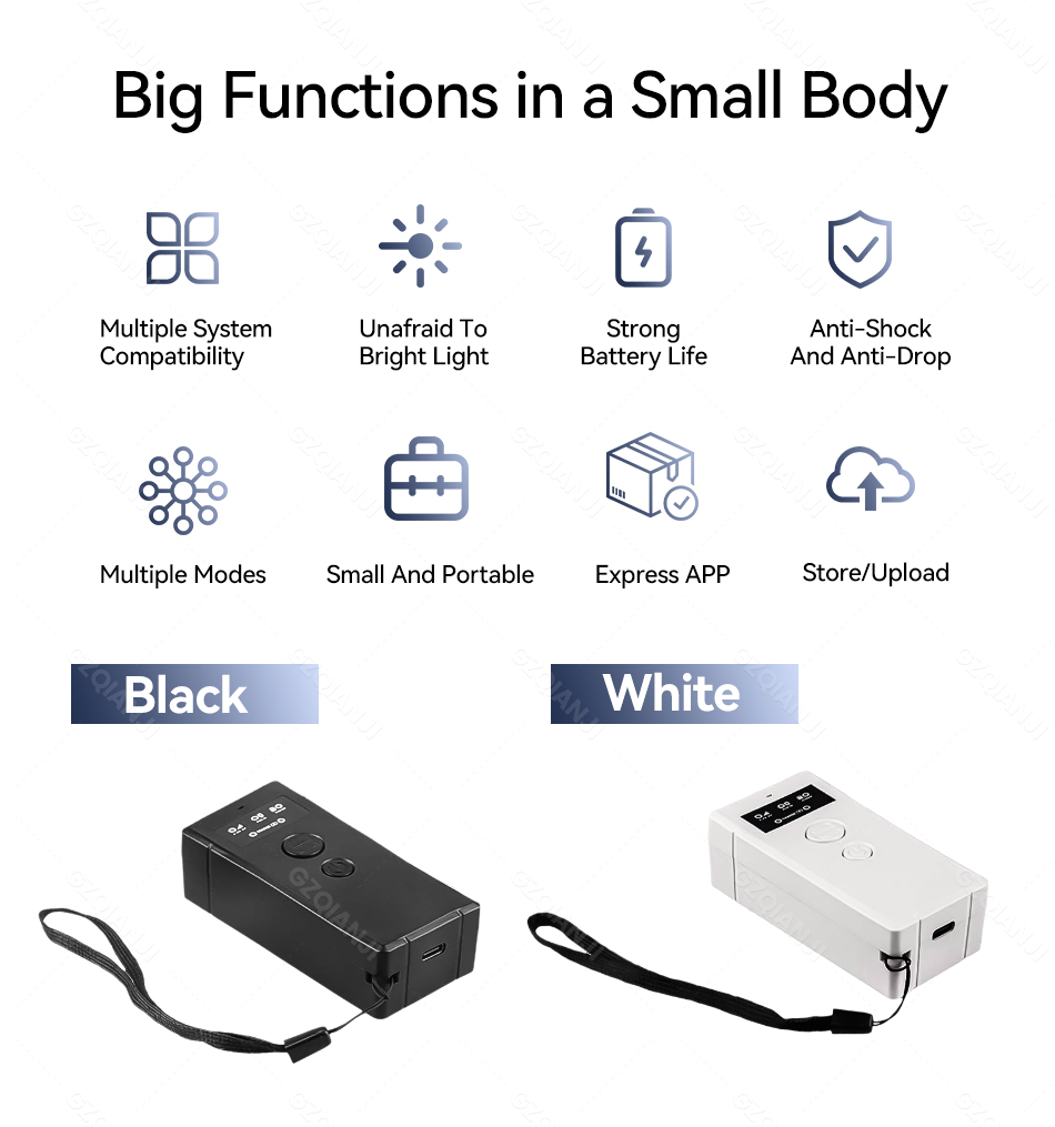 Mini Portable 1D 2D QR Barcode Scanner Wireless Bluetooth USB 3 in 1 ...