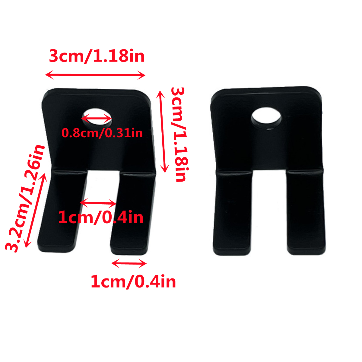 1 Pair 10mm Ball Stud Mounting Brackets - Black Metal For Gas Struts / Bonnet Lifters