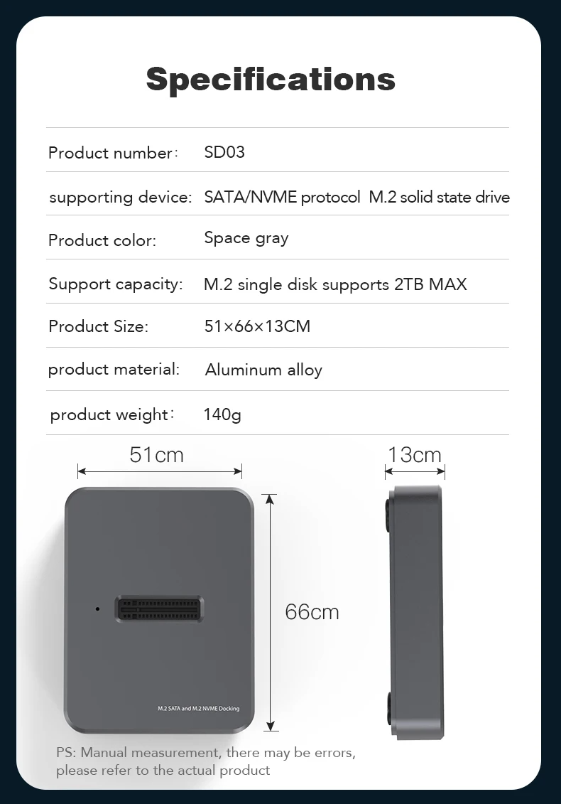 M2 SSD Case NVMe/SATA Enclosure 10Gbps HDD Docking Station M.2 Base ...