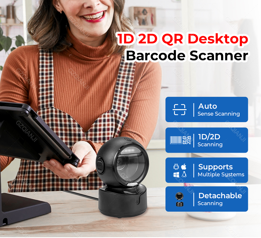 Barcode Scanner 2D Desktop Plug and Play Automatic Sensing Data Matrix ...