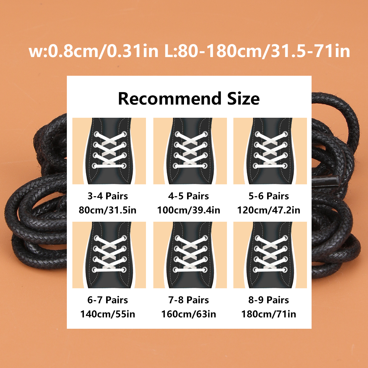 1 Pair Round Waxed Cotton Shoelaces - Durable Thin Rope Laces For Casual Footwear, Perfect For Men And Women I.196214868 - View #4