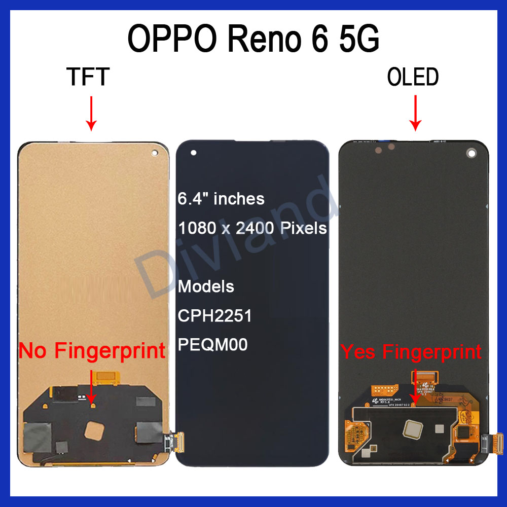 OLED TFT OPPO Reno 6 4G Reno 6 5G Reno 6Z 5G LCD Display Touch Screen ...