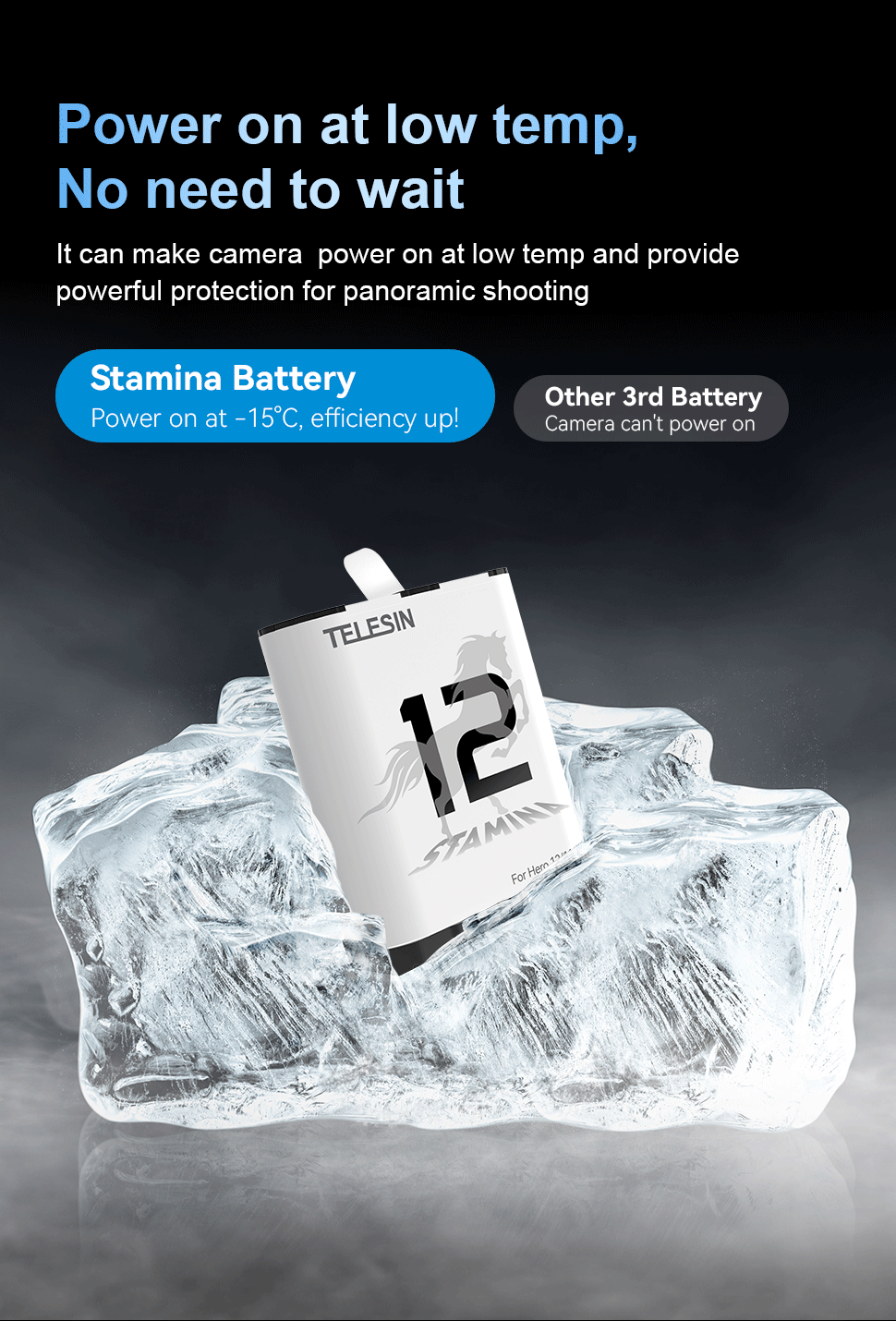 TELESIN Stamina Battery Enduro Batteries for GoPro Hero 12 11 10 9 ...