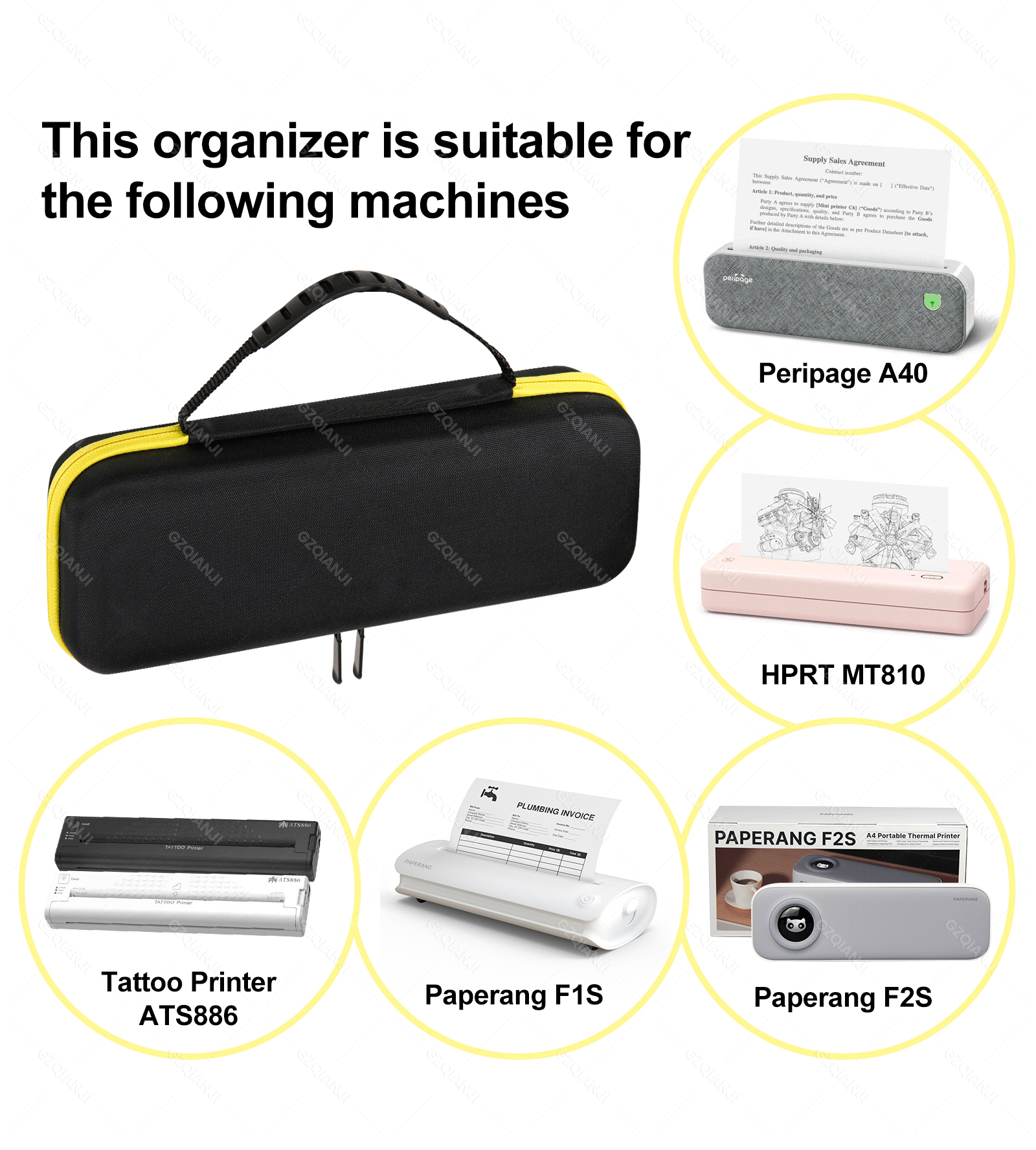 A4 Printer Storage Bag For Peripage A40、HPRT MT810、ATS886 And Other A4 ...