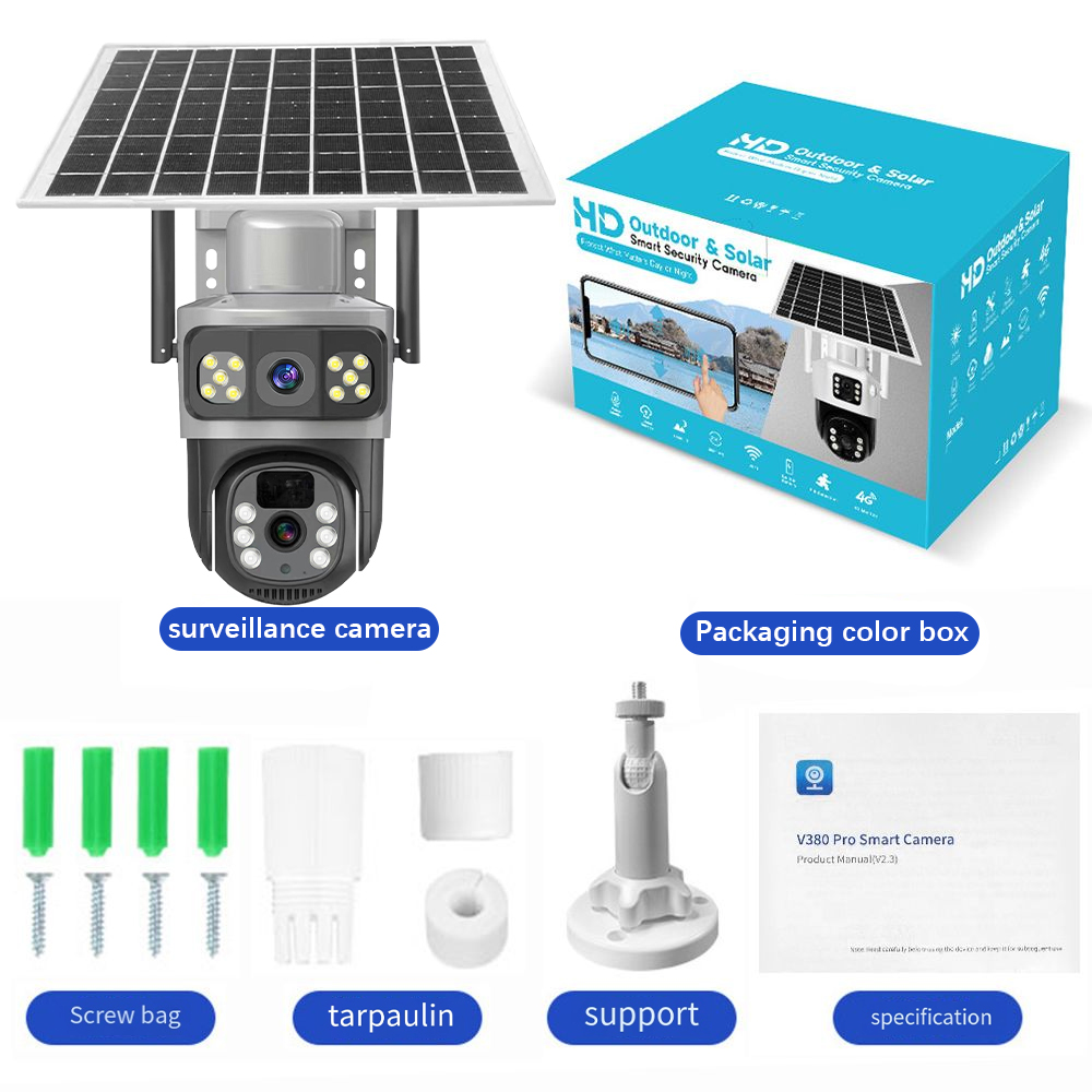 GeRRiT V380 PRO Telecamera Di Sorveglianza 4G WiFi 8MP Doppia Lente PTZ Con Scheda 128GB - IP66