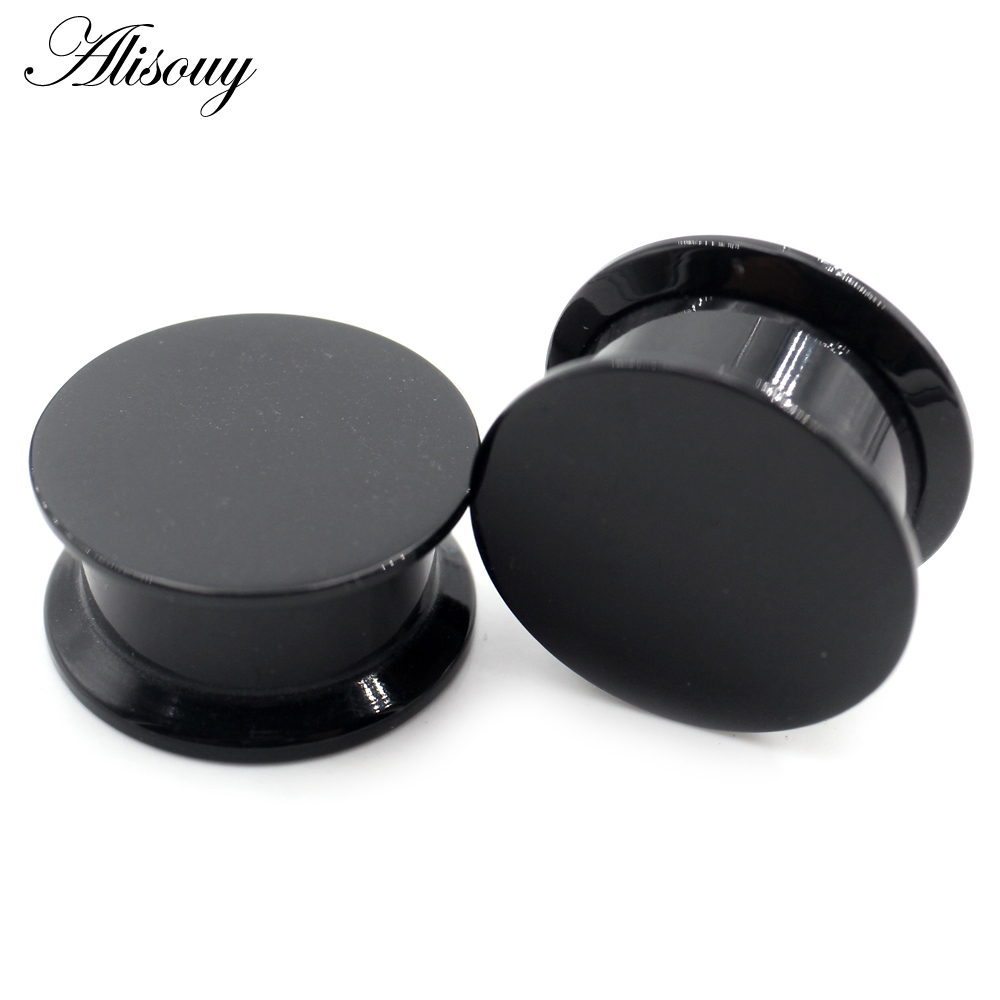 Alisouy 2 Pieces 3-24mm Black Acrylic Internal Thread Double Flared Ear ...