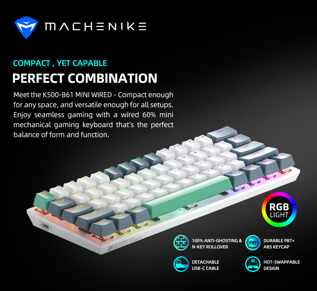 Machenike K500 B61 Mechanical Keyboard | Wired Keyboard | Wired, 2.4G ...