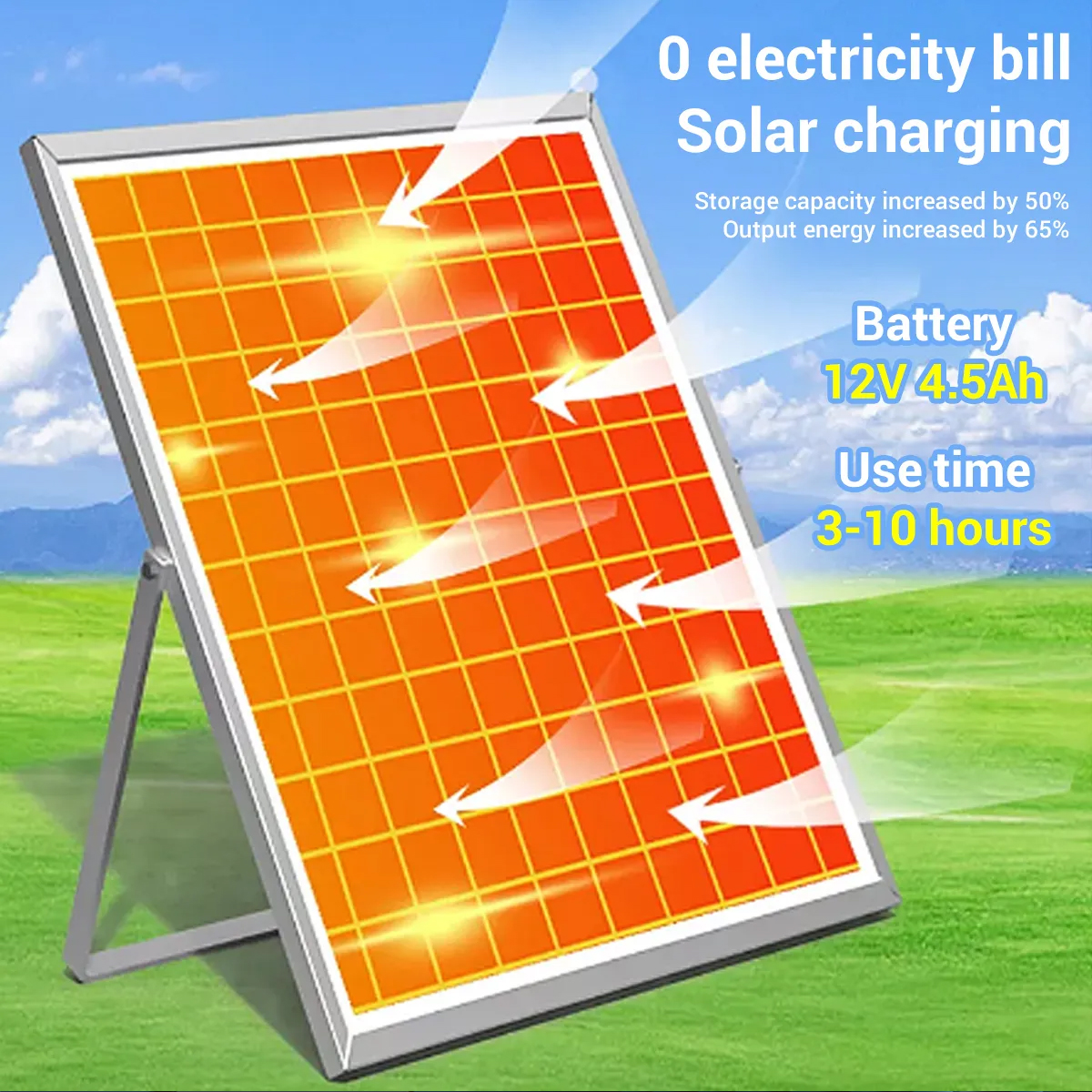 KCK Solar Electric Fan 12-18 Inch Floor Standing Desktop Solar Fan with ...