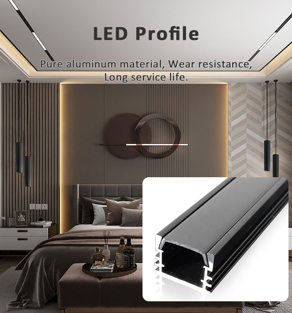 50CM LED Strip Light Aluminium Profile Channel Silvery Black Diffuser ...