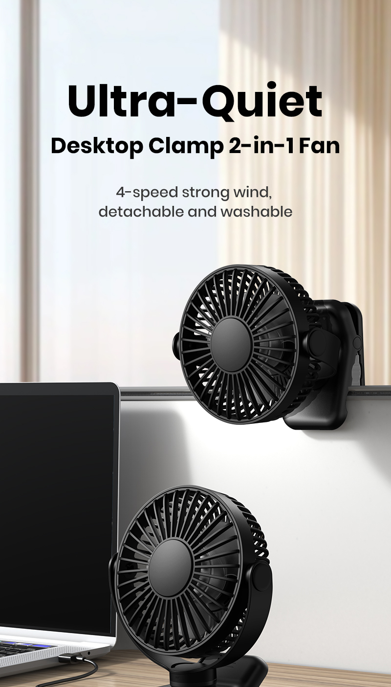 TOPK Clip Fan 720° Rotation 3 Speed Modes Strong Wind & Ultra-Quiet ...