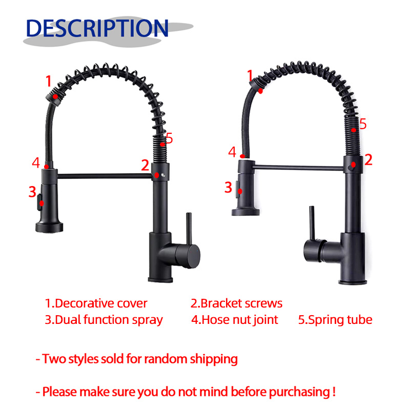 Baokemo Kitchen Pull Down Spring Sink Faucet 360 Rotation Hot Cold ...