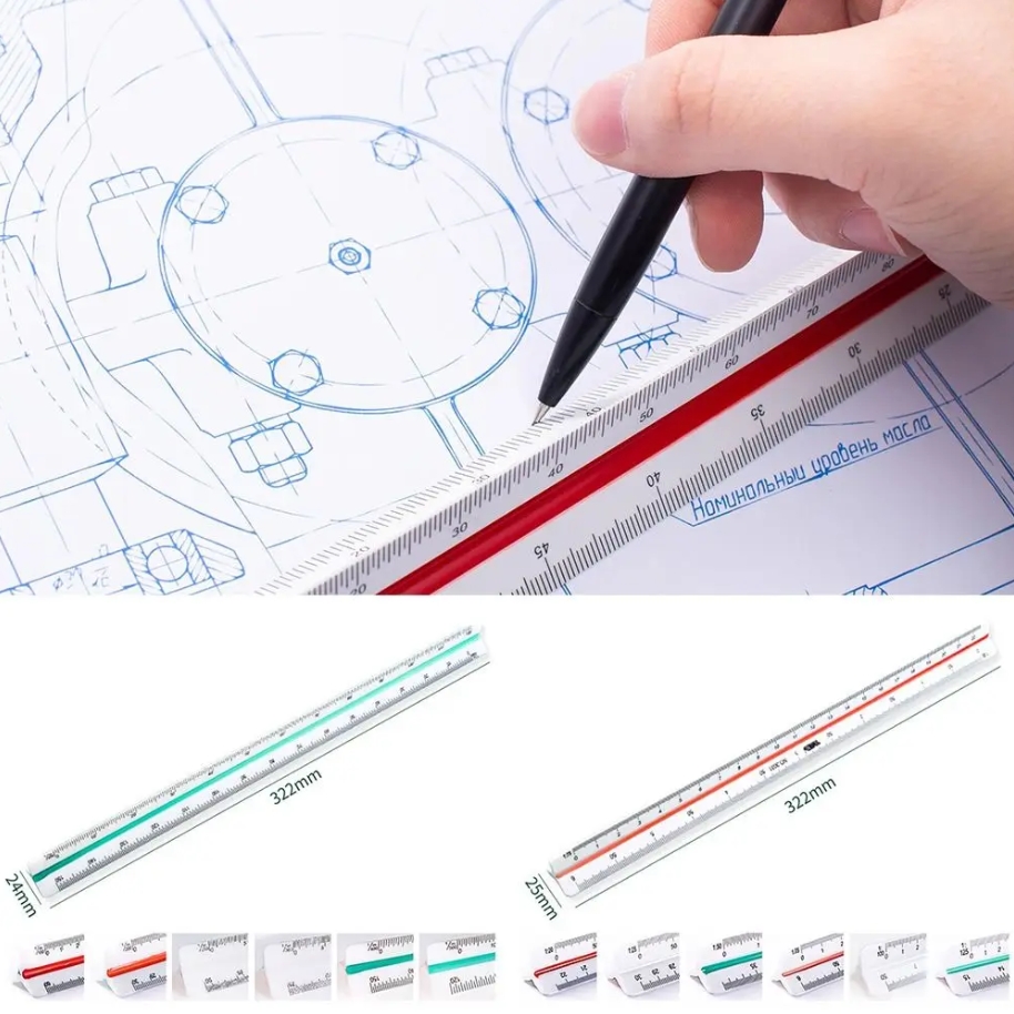 30cm Triangular Scale Ruler Stationery Drawing Measuring Architect ...