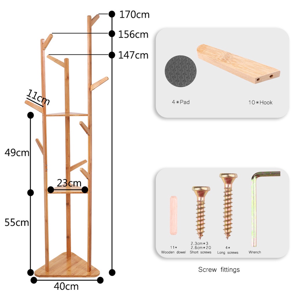 gooreestyle Bag Rack Stand Wood 40X40X165CM | Shopee Philippines