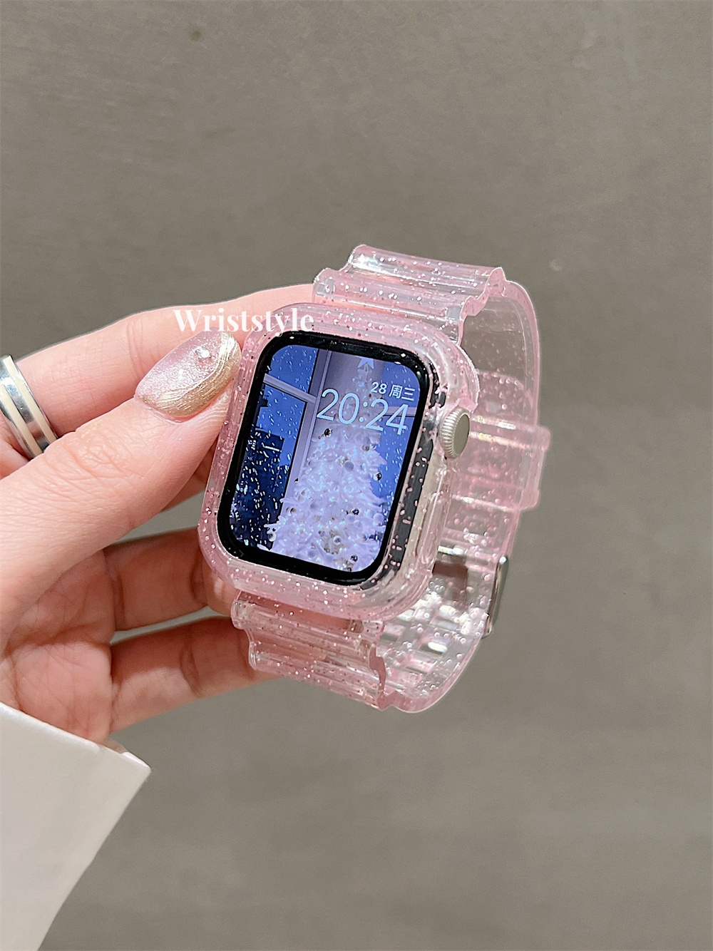 Glitter transparent TPU Watch strap band for Apple Watch S9/8/7/6