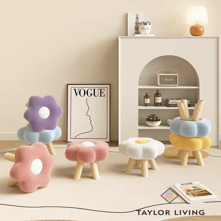 TAYLOR LIVING Flower Small Stool Home Low Stool Cute Bedroom Shoe ...