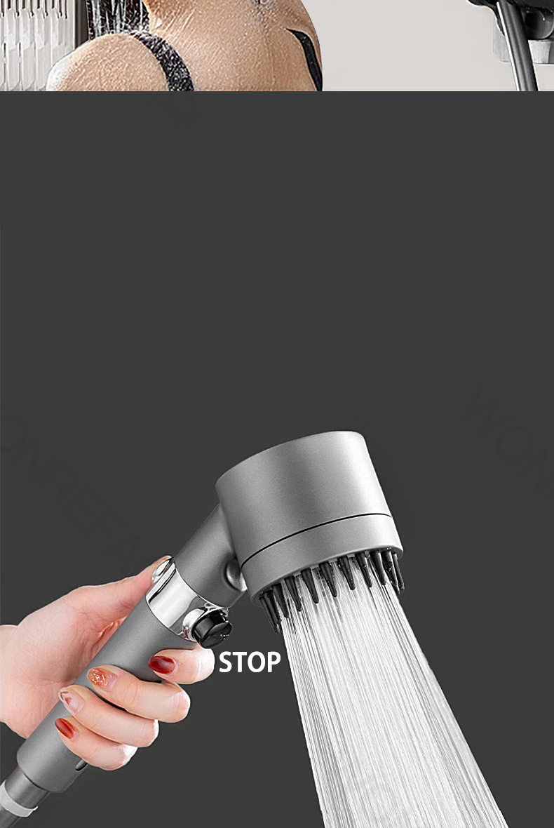 Massage Shower Head 3 Mode High Pressure Water Saving Showerhead With ...