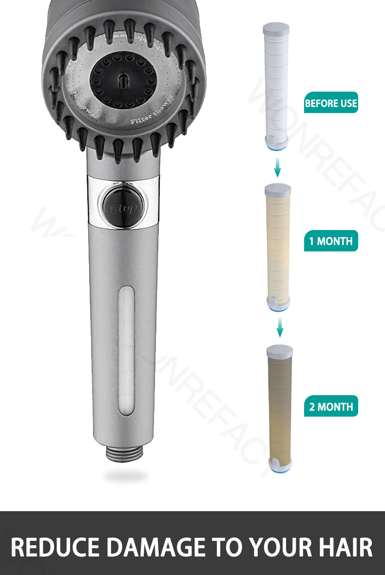 Massage Shower Head 3 Mode High Pressure Water Saving Showerhead With ...