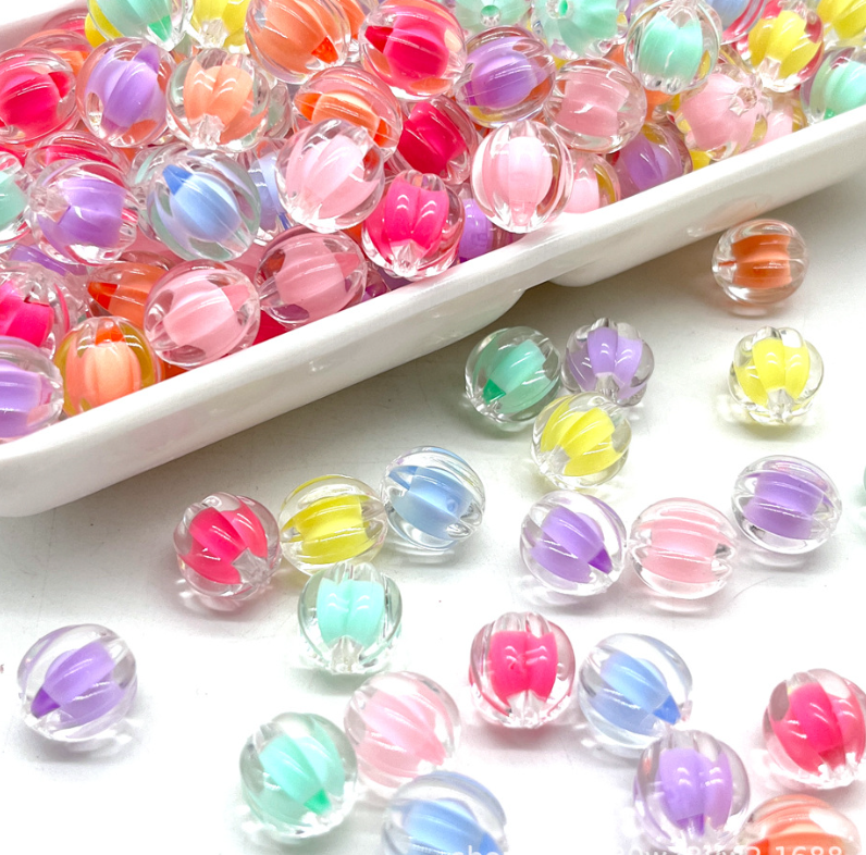 Transparent inner colored acrylic beads, center beads, round beads ...