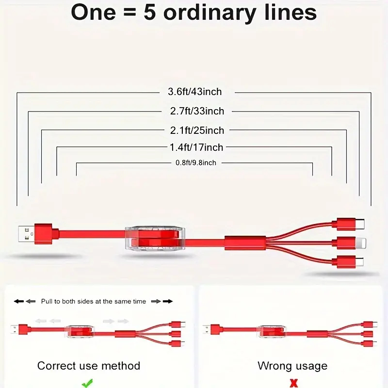 3-in-1 Versatile Retractable USB Charging Cable - Quick Charge & Sync ...