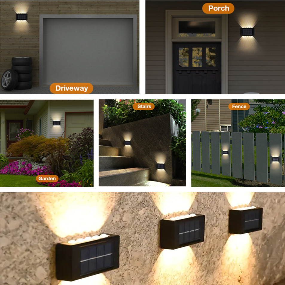 6/8/10 LED Solar Up And Down Wall Lights, Outdoor Waterproof LED Step ...