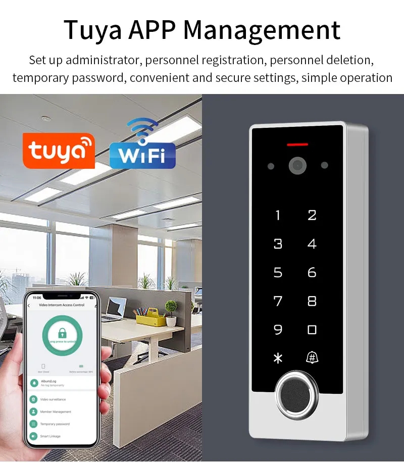 Tuya Smart WiFi Video Intercom Access Control System Fingerprint Keypad ...
