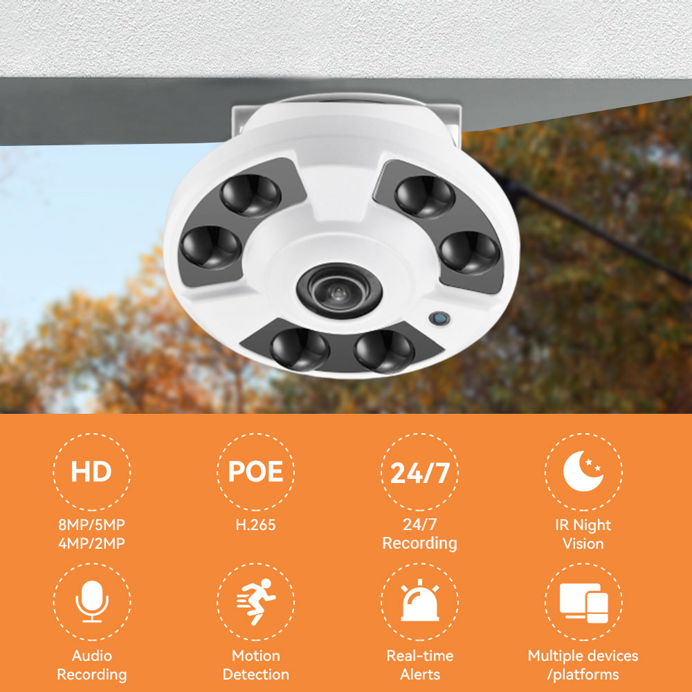 Hamrol 8MP 4K POE Indoor Network Camera 1.7MM Lens Panoramic 5MP 4MP