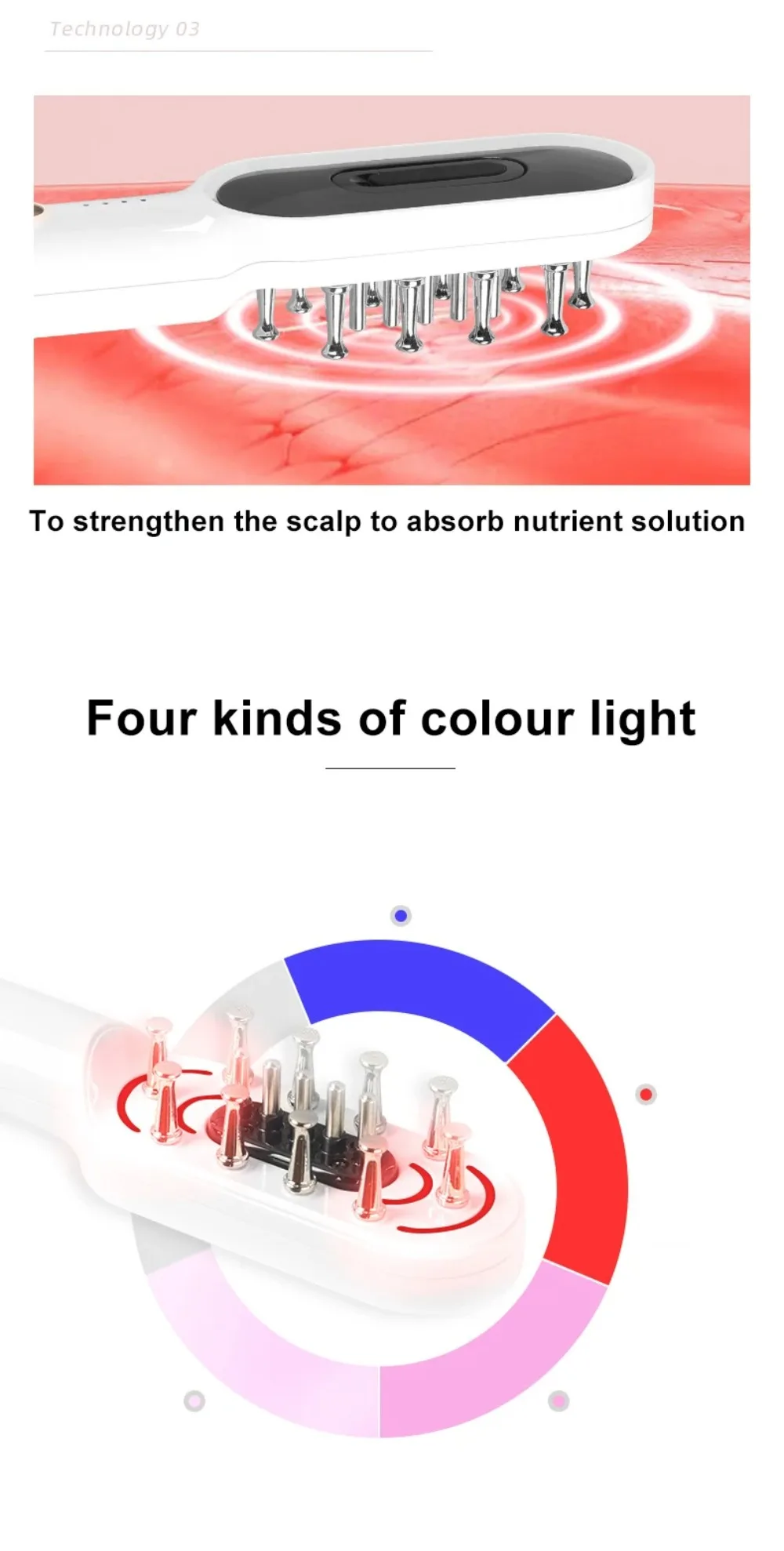 DECINIEE Growth Hair Comb Anti Electric Hair Brush Red Light Therapy