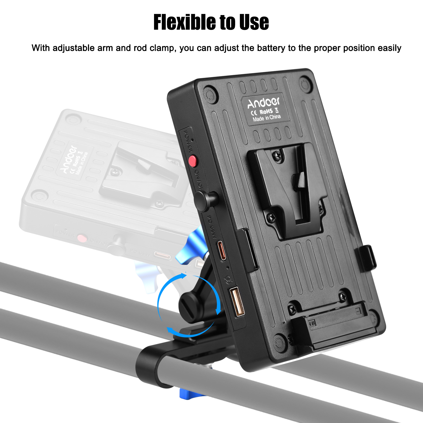 Andoer V Mount Battery Plate V Lock Battery Adapter Plate 65W PD Fast ...