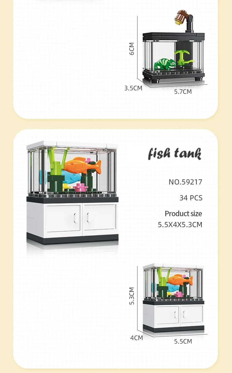 Fish Tank Building Blocks Set Pet Creative Diy Educational Building ...