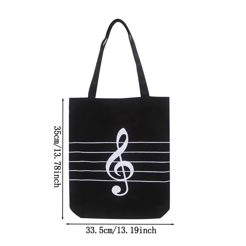 Note Handheld Canvas Bag Cartoon Note Single Shoulder Bag Music ...