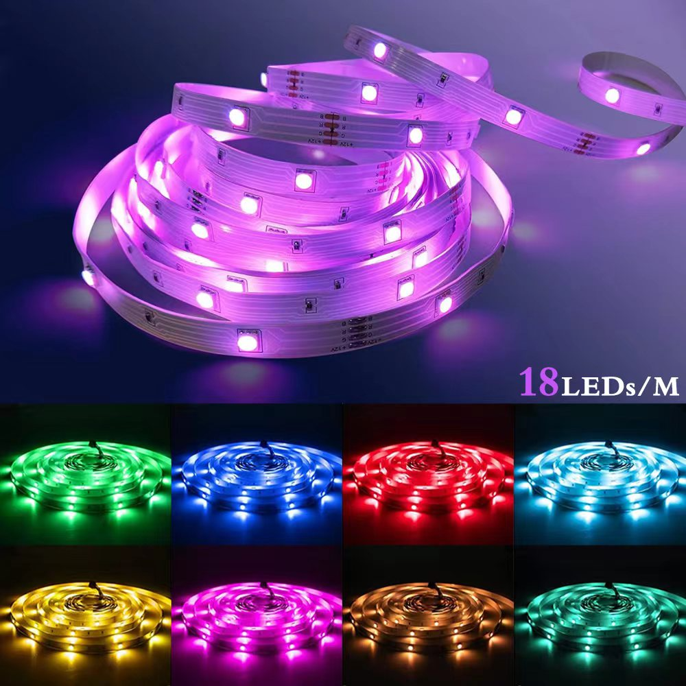 RGB 5050 LED Strip Bluetooth Remote Tape Decor for Room LED Light ...