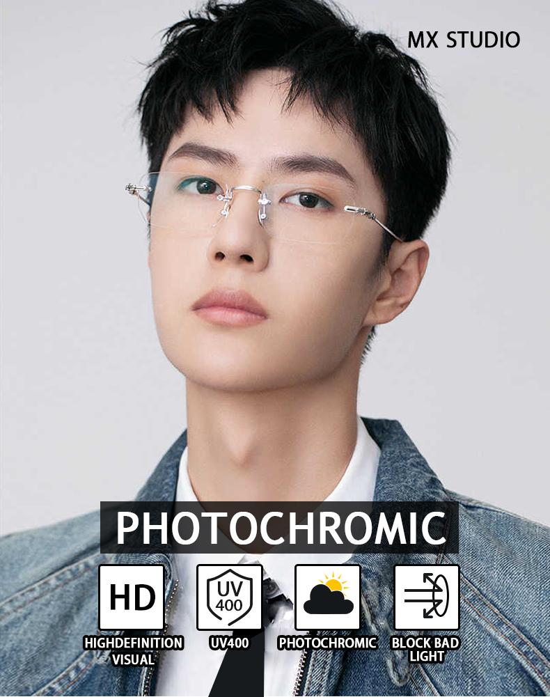 Photochromic anti radiation glasses Anti Radiation Rimless Eyeglasses ...