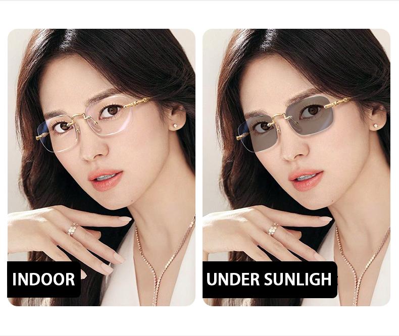 Photochromic anti radiation glasses Anti Radiation Rimless Eyeglasses ...