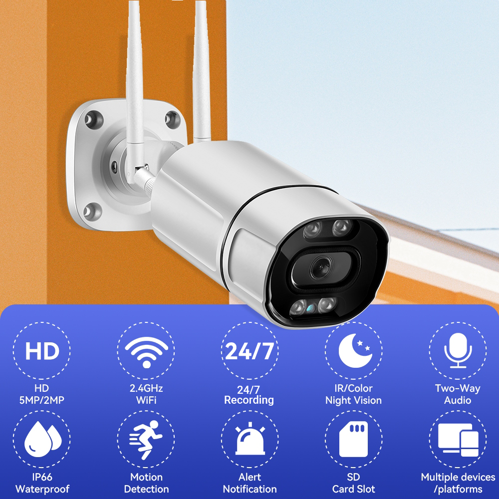 Hamrol 5MP HD Wifi IP Camera Wireless Outdoor CCTV Waterproof Night ...