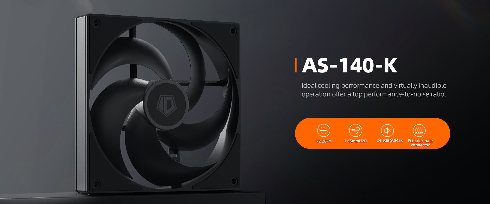 ID-COOLING AS-140-K/W 14CM chassis fan 4PIN interface PWM fan ...