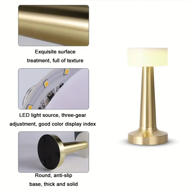 1pc Rechargeable LED Table Lamp Portable Touch Sensor Table Lamp 3 ...