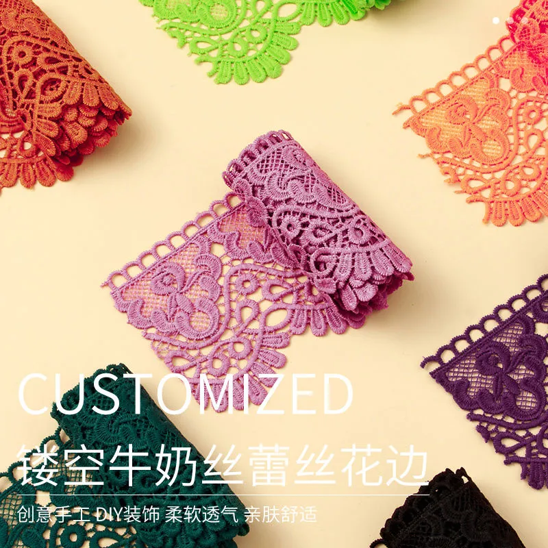 1 Yard inelastic embroidery lace fabric Crown Pattern lace trim ...