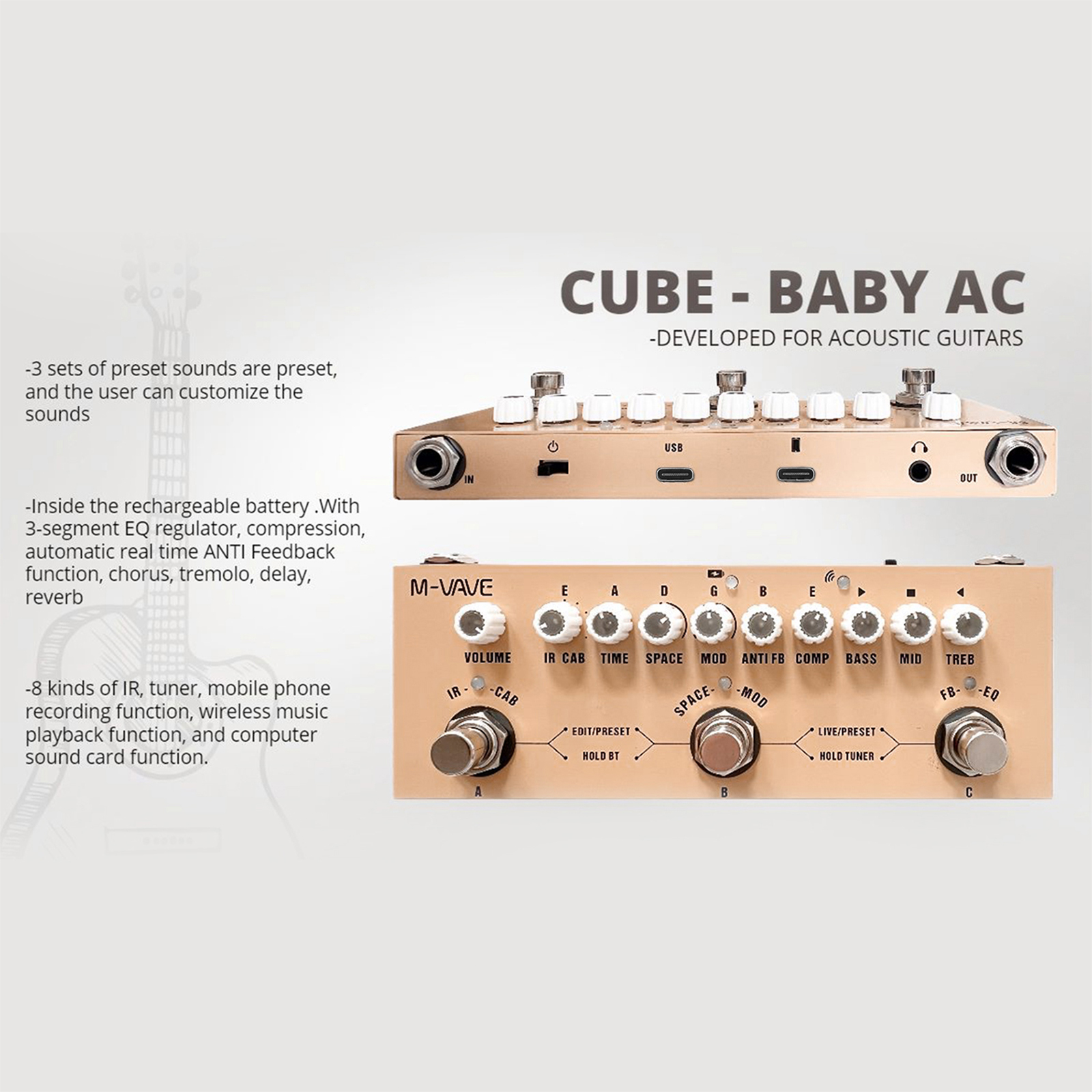 ⚡️Local shipping⚡️MVAVE / CUVAVE CUBE BABY Bass Effect Pedal Electric