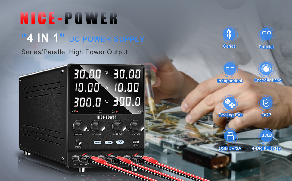 NICE-POWER 30V/5A/10A LED Display Adjustable Switching Regulator DC ...