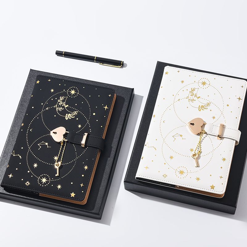 A5 Password Notebook Thickened Notepad Creative Heart Shaped Key Lock ...