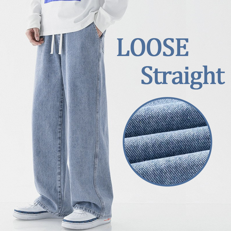 Korean Jeans Pants For Men 2026.Korean Style High Quality Jeans Pants For Men Straight Loose Pants For ...